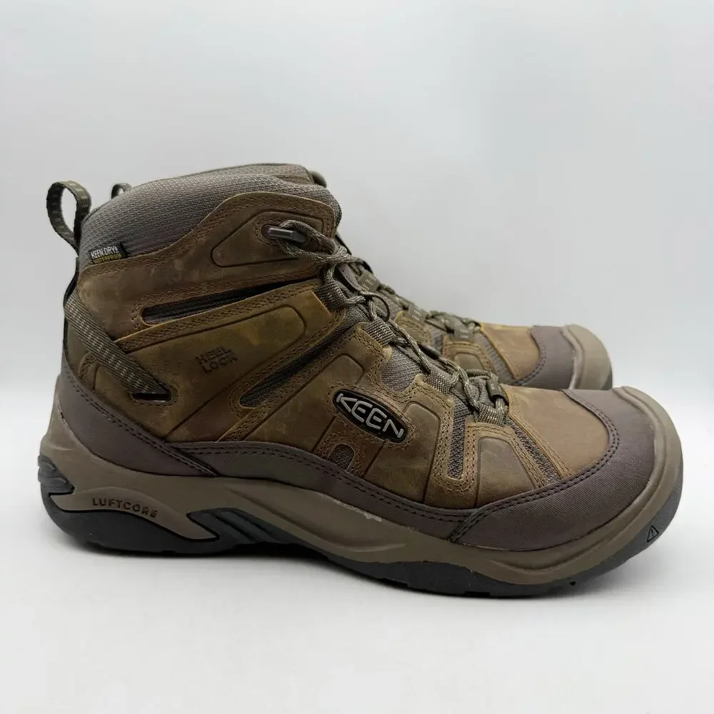 KEEN Mens Circadia Mid Hiking Boots US 12 EU 46 Brown Leather EUC